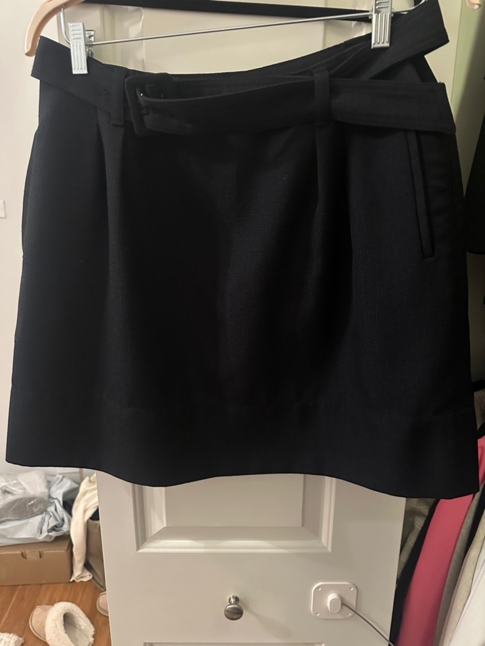 Club Monaco Black Mini Skirt with Belted Waist